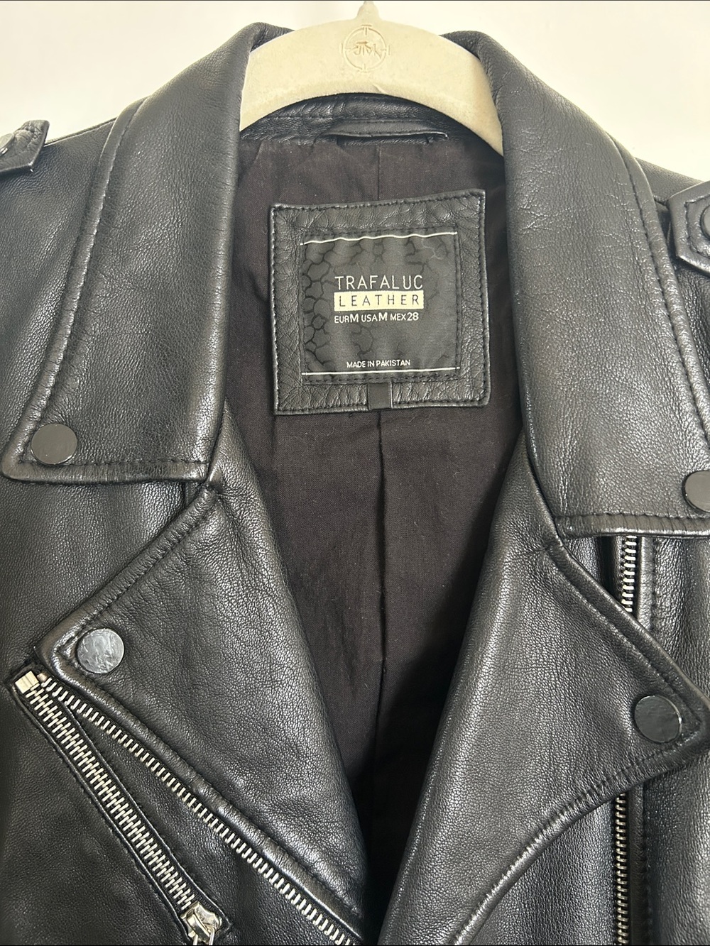 Zara Real Black Leather Moto Jacket - Picture 3 of 6